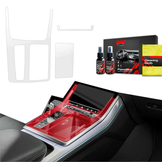 3in1 Protective Film for Audi Q7 (2018-2024) Gloss PianoSkin Car Interior Center Console Scratch-Resistant TPU