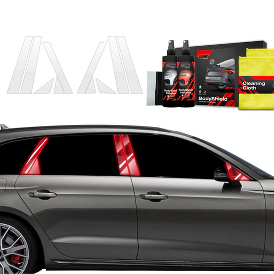 Audi A4 Avant 2019-2024 BodyShield 10in1 paint protection film kit for ABC pillars.