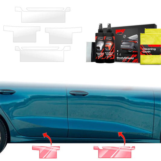 Audi A3 8Y Sportback paint protection film kit with TPU protective film and cleaning accessories.