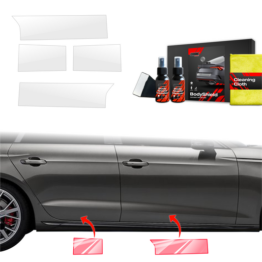 Audi A4 Avant BodyShield paint protection film kit with installation accessories, protecting against scratches and damage.