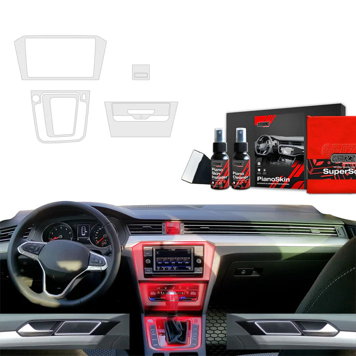 4in1 Center Console Screen Protector for Volkswagen VW Passat B8 - Matte finish protecting against scratches and fingerprints.