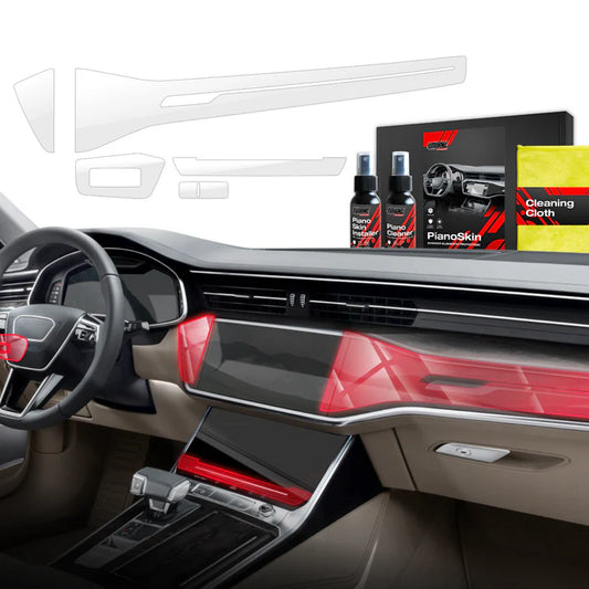 5in1 car interior center console protection kit for Audi A6 C8, includes film, cleaner, and cloth for easy installation.