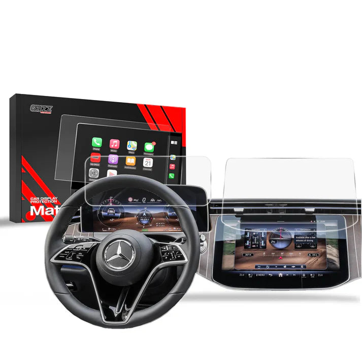 Grizz 2in1 Navigation Screen Protector for Mercedes E Class W214 Widescreen (2023-2024) Anti-Fingerprint, Matt - carcar.care #1 car screen protectors in the America