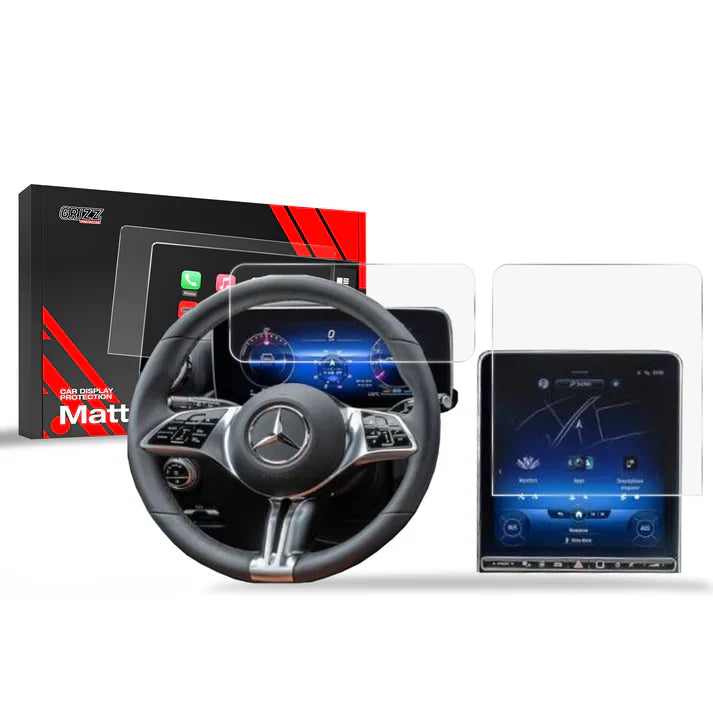 Grizz 2in1 Navigation Screen Protector for Mercedes S Class W223 (2020-2024) Anti-Fingerprint, Matt - carcar.care #1 car screen protectors in the America