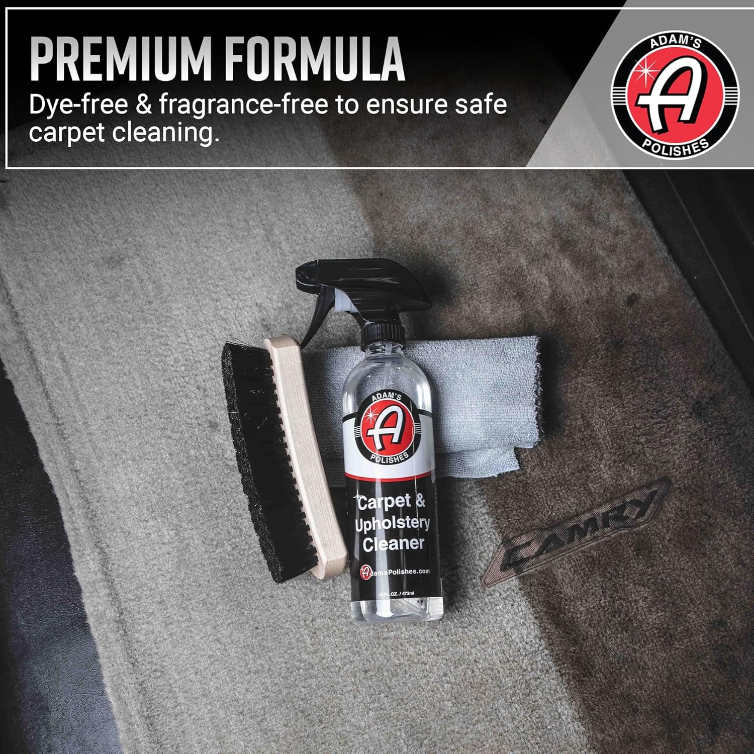 Carpet & Upholstery Cleaner (16Oz) - Powerful Car Carpet Cleaner for Auto Detailing, Cloth & Fabric Interior Cleaning Solution, Stain Remover for Car Seat, Floor Mats & More