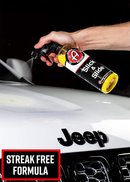 Slick & Slide Detail Spray - Hyper Slick Polymer Resin Technology Car Wash Spray Sealant - Car Wax Top Coat Quick Detailer Provides Superior Gloss, Shine, & Slickness (16 Oz)