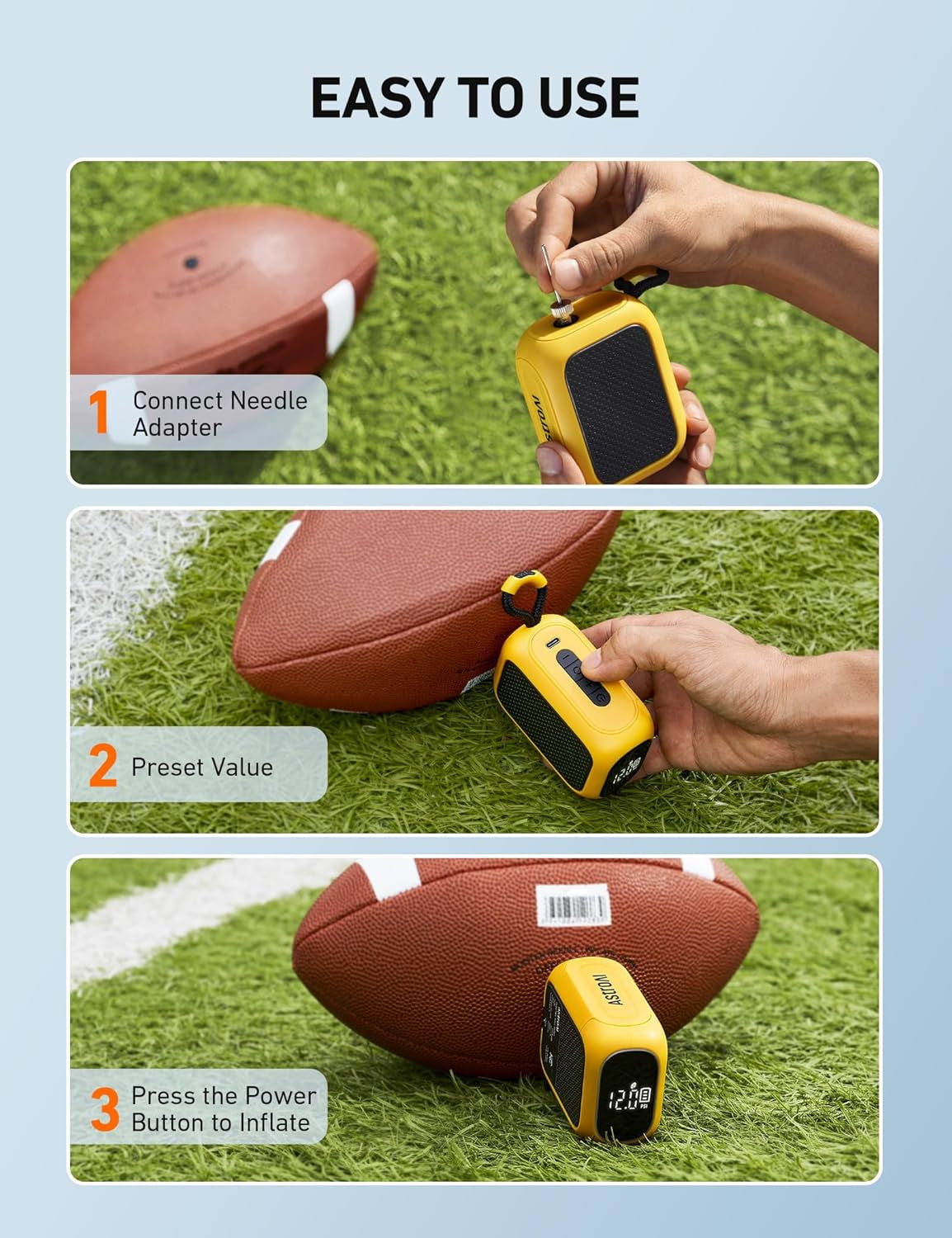Portable Electric Ball Pump - Ultra Fast Inflation, with Digital LCD Display, Preset Pressure with Ball Needle for Basketball, Soccer, and Sports Balls