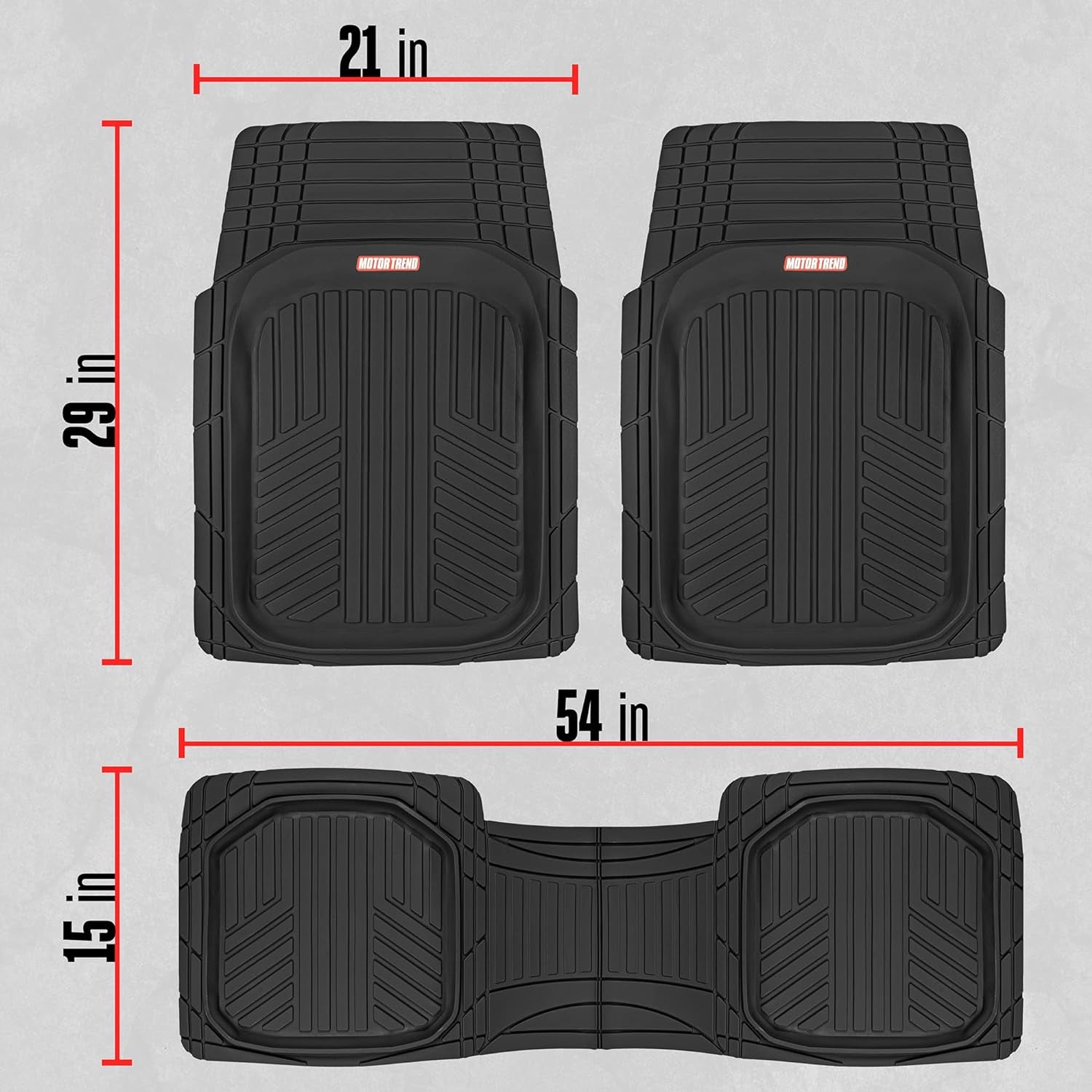 Flextoughxl Floor Mats for Cars Full Set, All-Weather Rubber Automotive Floor Mats, Waterproof Heavy Duty Car Mats, Flexible Floor Liners for Car Truck Van SUV, Car Floor Mats (Gray)
