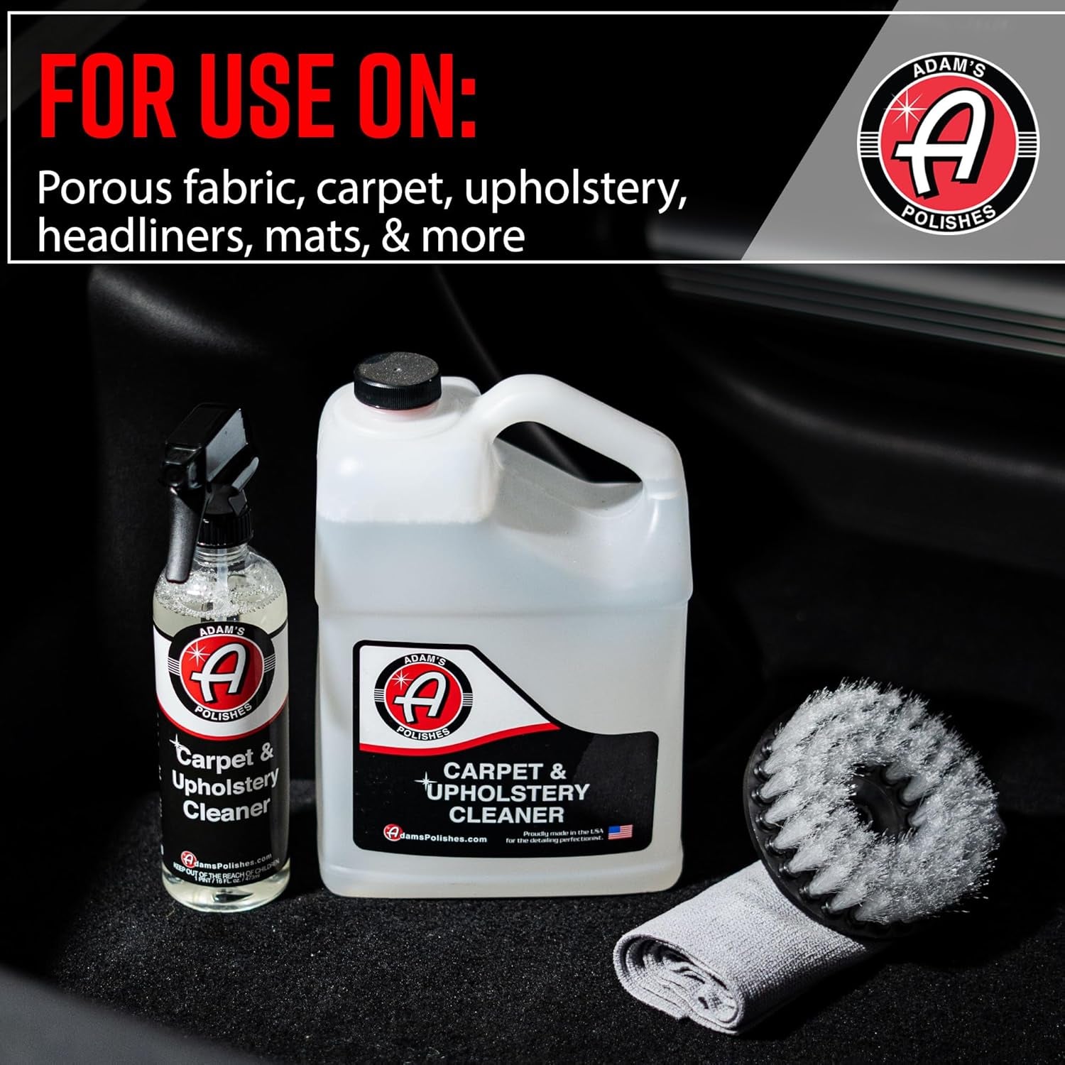Carpet Drill Brush Combo - a Cleaning Tool Attachment for Scrubbing/Cleaning Carpet, Upholstery, Leather Seats & Chairs, Floor Mats, Trunk, Furniture, Interior Boat, RV & Accessories