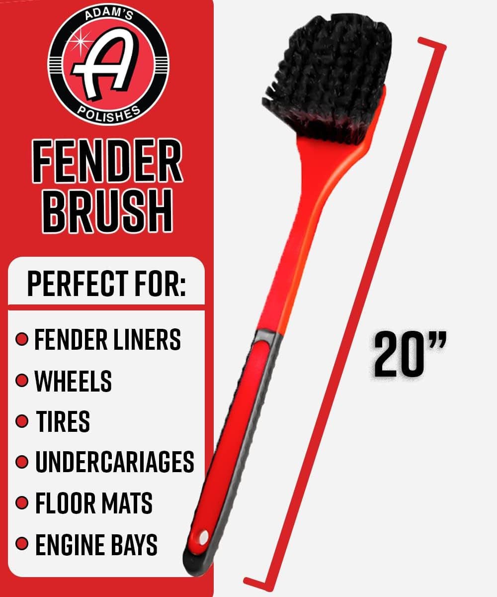 Fender Brush - Rubberized, Professional Long Handle Car Wash Brush