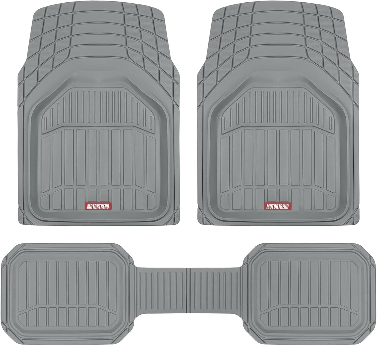 943-GR Flextough Defender Car Floor Mats -Next Generation Deep Dish Heavy Duty Contour Liners for Car SUV Truck & Van-All Weather Protection, Trim to Fit Most Vehicles Gray