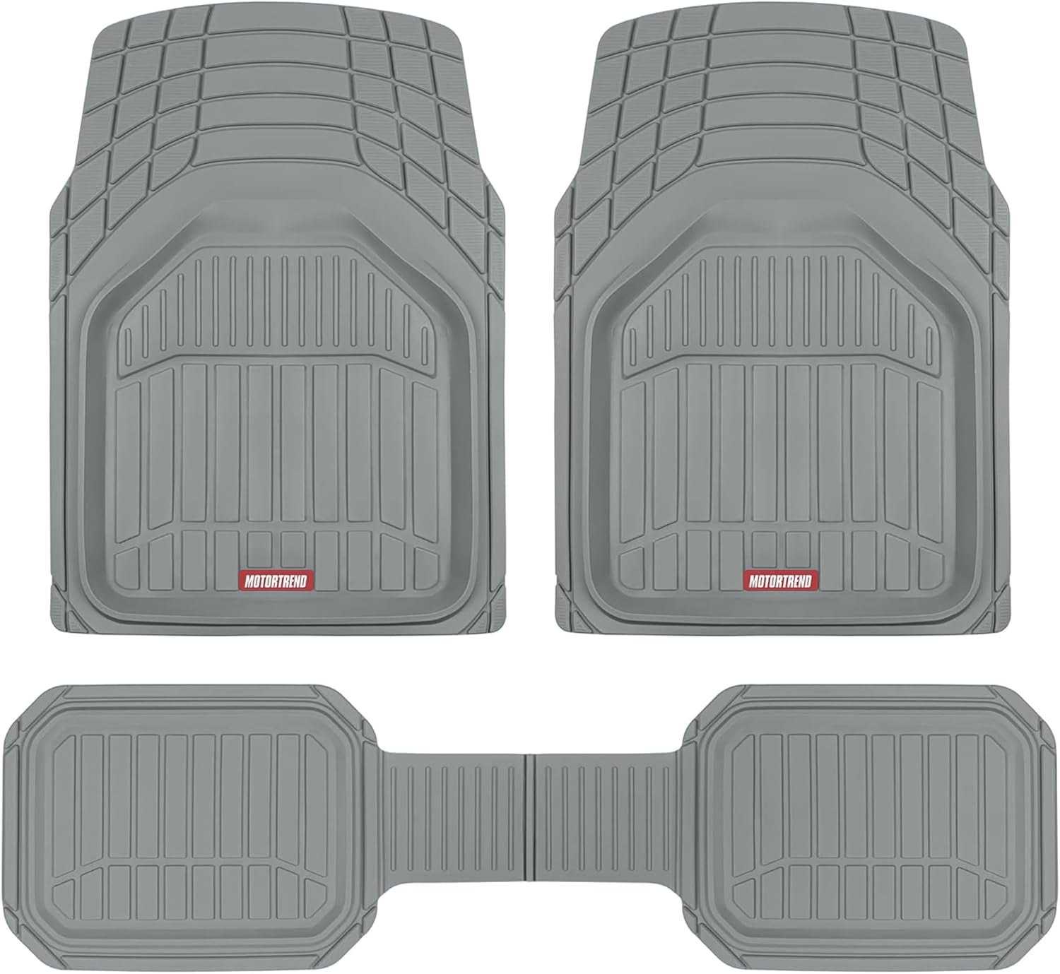 943-GR Flextough Defender Car Floor Mats -Next Generation Deep Dish Heavy Duty Contour Liners for Car SUV Truck & Van-All Weather Protection, Trim to Fit Most Vehicles Gray