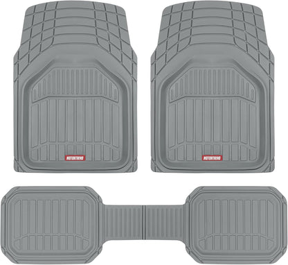 943-GR Flextough Defender Car Floor Mats -Next Generation Deep Dish Heavy Duty Contour Liners for Car SUV Truck & Van-All Weather Protection, Trim to Fit Most Vehicles Gray