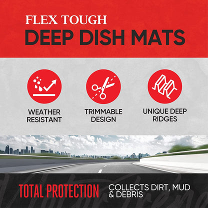 Motor Trend - MT-921-BG Flextough Tortoise - Heavy Duty Rubber Floor Mats for Car SUV Van & Truck - All Weather Protection - Deep Dish (Tan Beige)