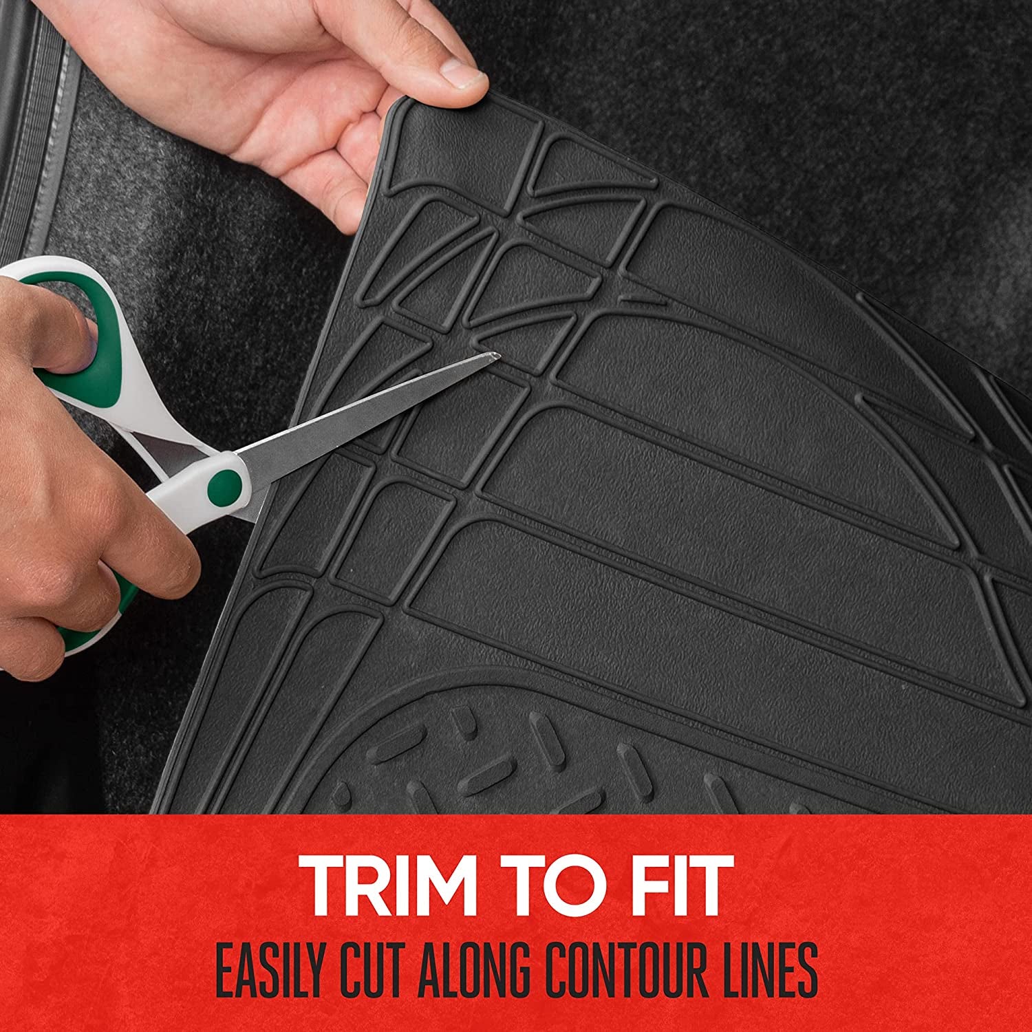 Motor Trend Flextough SUV Cargo Liner & Car Trunk Mat - Universal Trim-To-Fit All Weather Cargo Mats for Back of SUV - SUV Trunk Mat & Trunk Liner Floor Mat Cargo Cover - Trunk Cover 47.5"In X 32.2"In