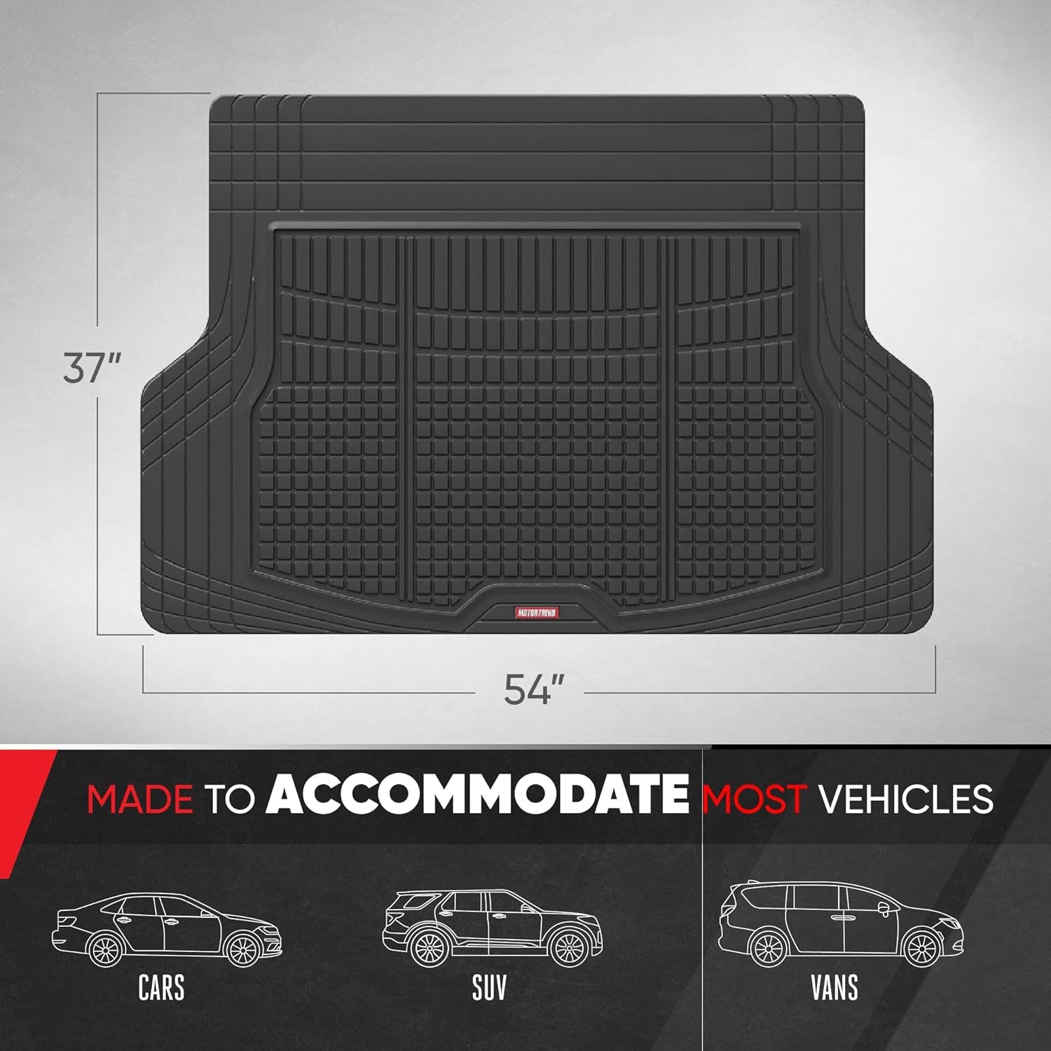 Flextough Rear Cargo Mat – Heavy-Duty Trimmable Car Trunk Mat for Back of SUV, Universal Rear Cargo Liner for SUV, Flexible Trunk Liner, Automotive Floor Mats & Cargo Liners (Gray)