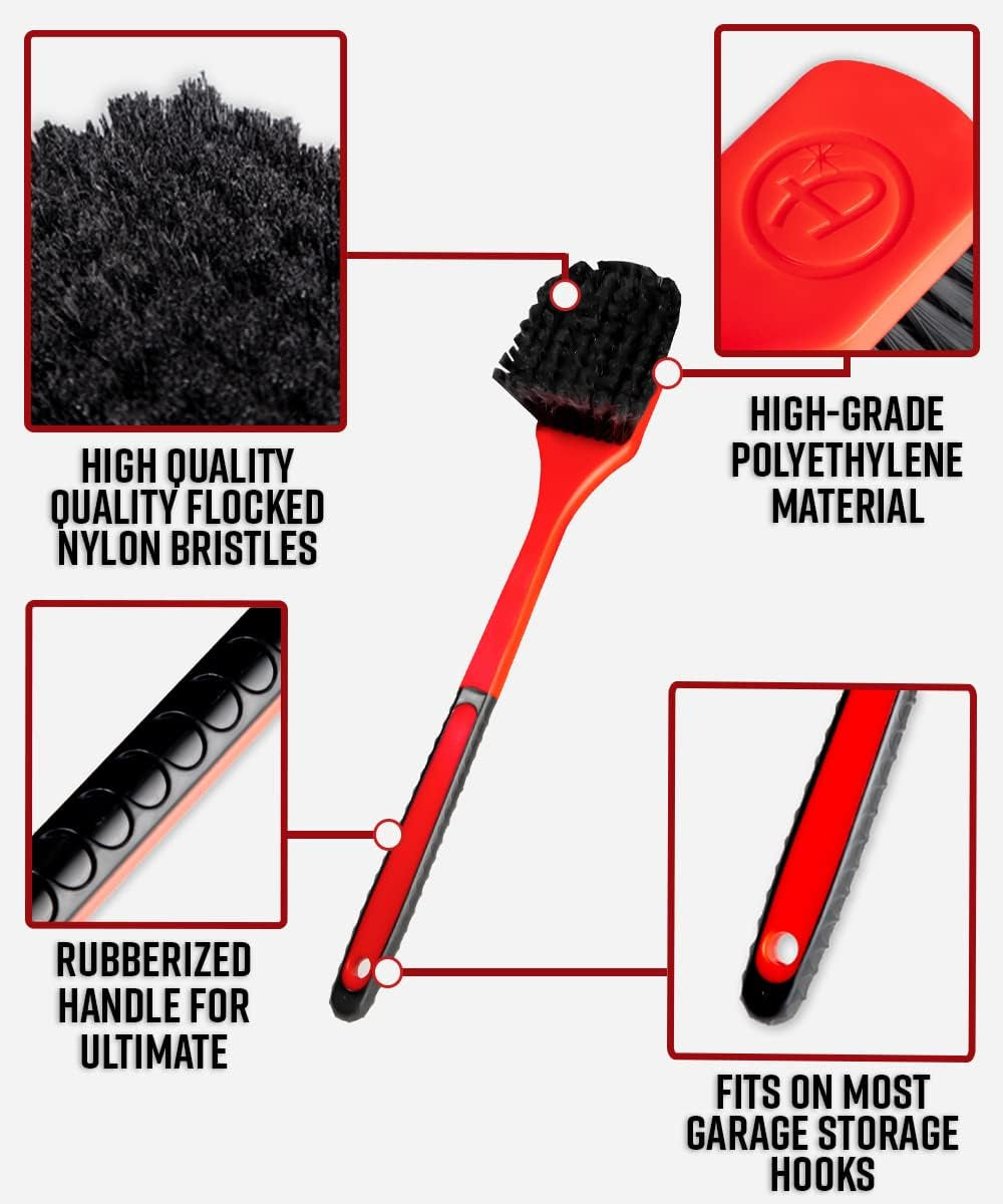 Fender Brush - Rubberized, Professional Long Handle Car Wash Brush