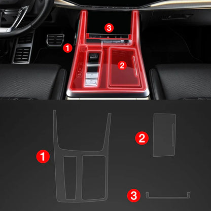 3in1 Car Interior Center Console Scratch-Resistant TPU Anti-Fingerprint Protective Film for Audi Q8/SQ8/RSQ8