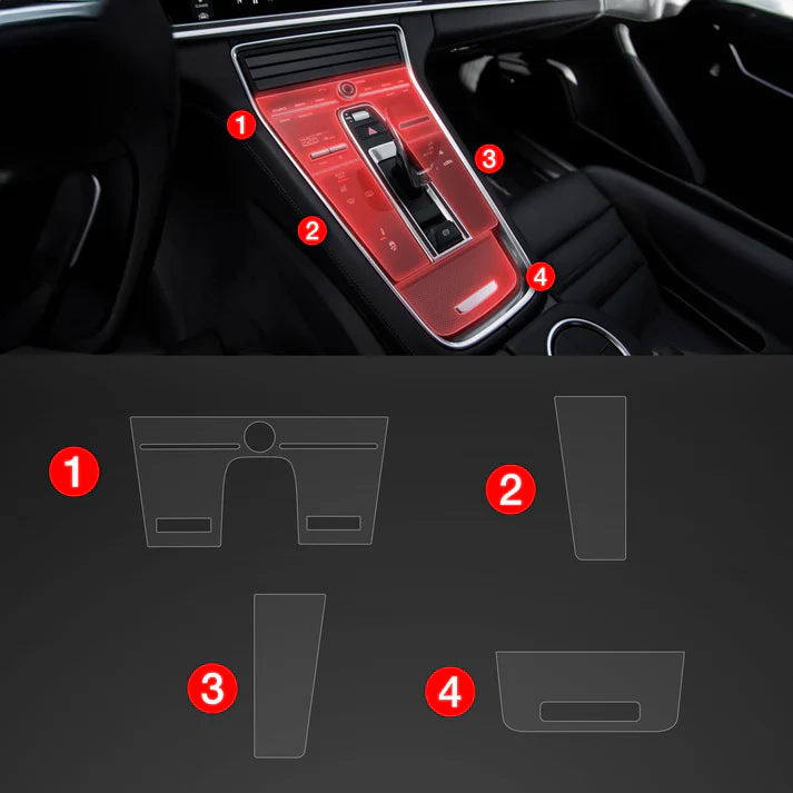 4in1 Car Interior Center Console Scratch-Resistant TPU Anti-Fingerprint Protective Film for Porsche Panamera 2