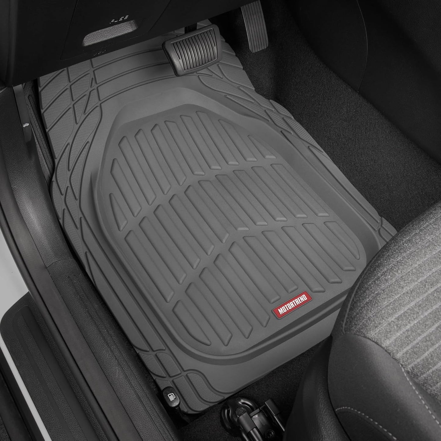 Flextough Floor Mats for Cars, Gray Deep Dish All-Weather Mats, Waterproof Trim-To Fit Automotive Floor Mats for Trucks SUV, Universal Liner Car Accessories