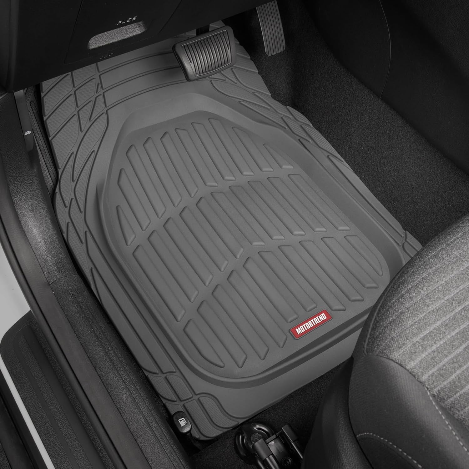 Flextough Floor Mats for Cars, Gray Deep Dish All-Weather Mats, Waterproof Trim-To Fit Automotive Floor Mats for Trucks SUV, Universal Liner Car Accessories