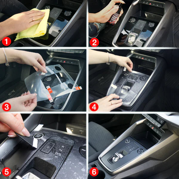 5in1 Car Interior Center Console Scratch-Resistant TPU Anti-Fingerprint Protective Film for Audi A6/S6/RS6 C8