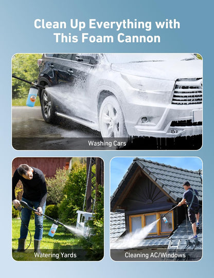 Wide Neck Foam Cannon, with 1/4 Inch Quick Connector Plug to Pressure Washer, 1.0Mm Orifice,1 Liter Capacity, Orange Lable