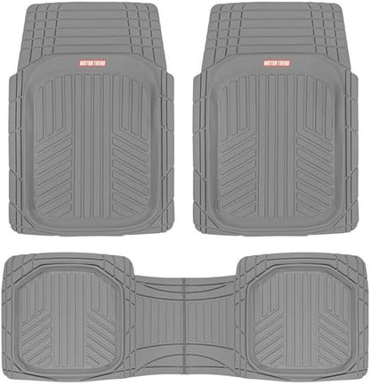 Flextoughxl Floor Mats for Cars Full Set, All-Weather Rubber Automotive Floor Mats, Waterproof Heavy Duty Car Mats, Flexible Floor Liners for Car Truck Van SUV, Car Floor Mats (Gray)