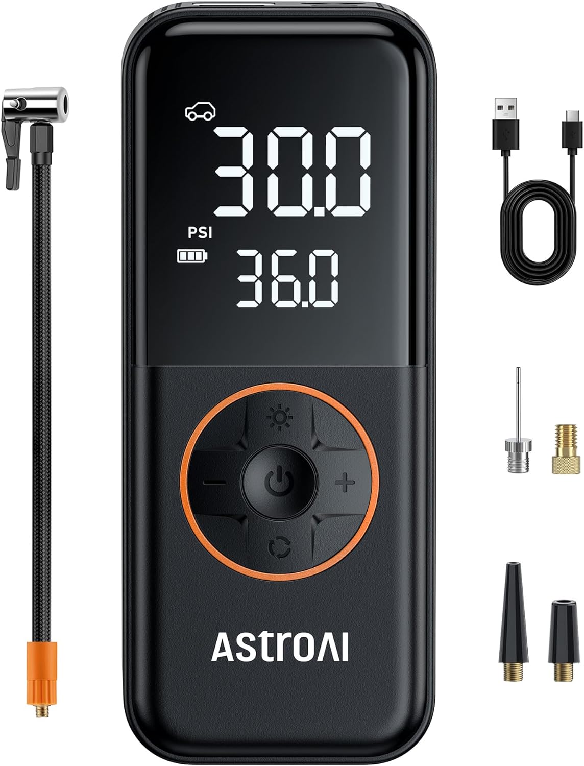 L4 Tire Inflator Portable Air Compressor, 150PSI Portable Air Pump for Car Tires with Pressure Gauge LED Light, Electric Air Pump Quick Inflation for Cars, Motorcycles, Bikes, Tires, Balls