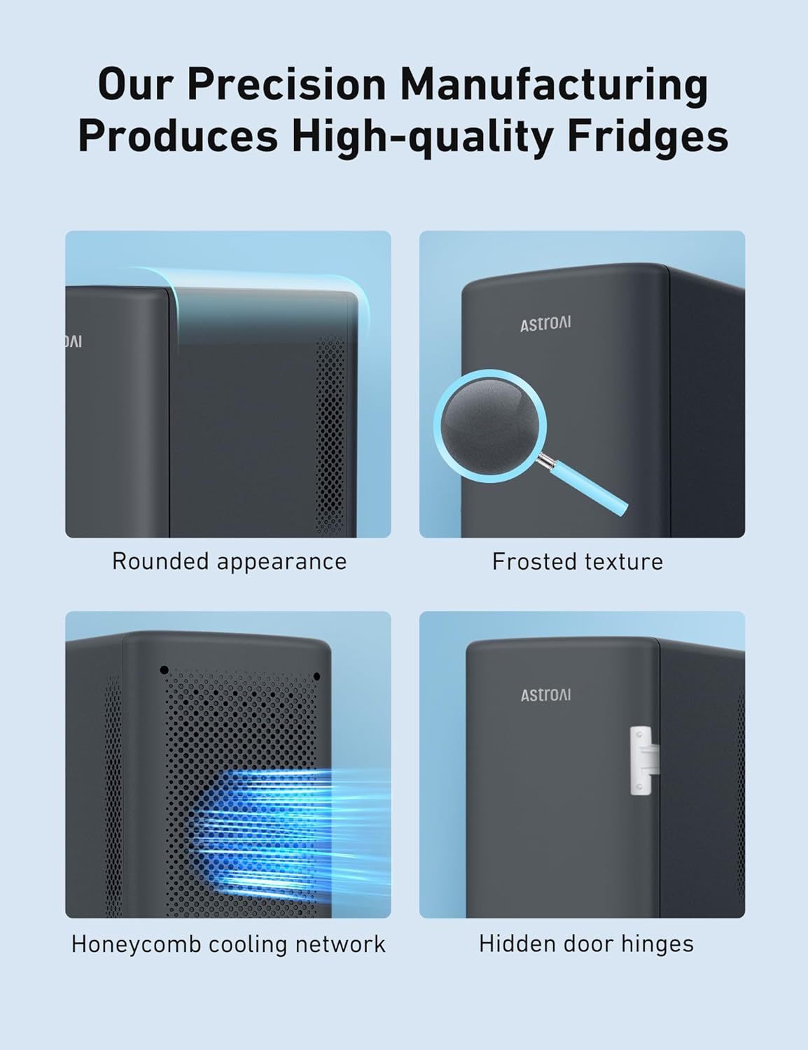 Mini Fridge 2.0 Gen, 6 Liter/8 Cans Makeup Skincare Fridge 110V AC/ 12V DC Portable Thermoelectric Cooler and Warmer Little Tiny Fridge for Bedroom, Cosmetics (Dark Grey)