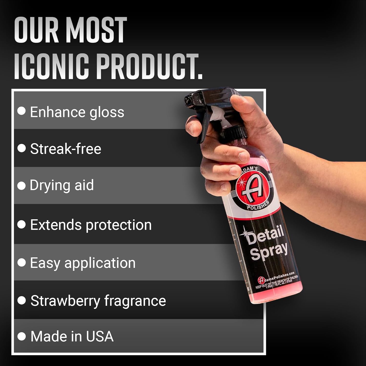 Detail Spray (16 Fl. Oz) - Quick Waterless Detailer Spray for Car Detailing | Polisher Clay Bar & Car Wax Boosting Tech | Add Shine Gloss Depth Paint | Car Wash Kit & Dust Remover
