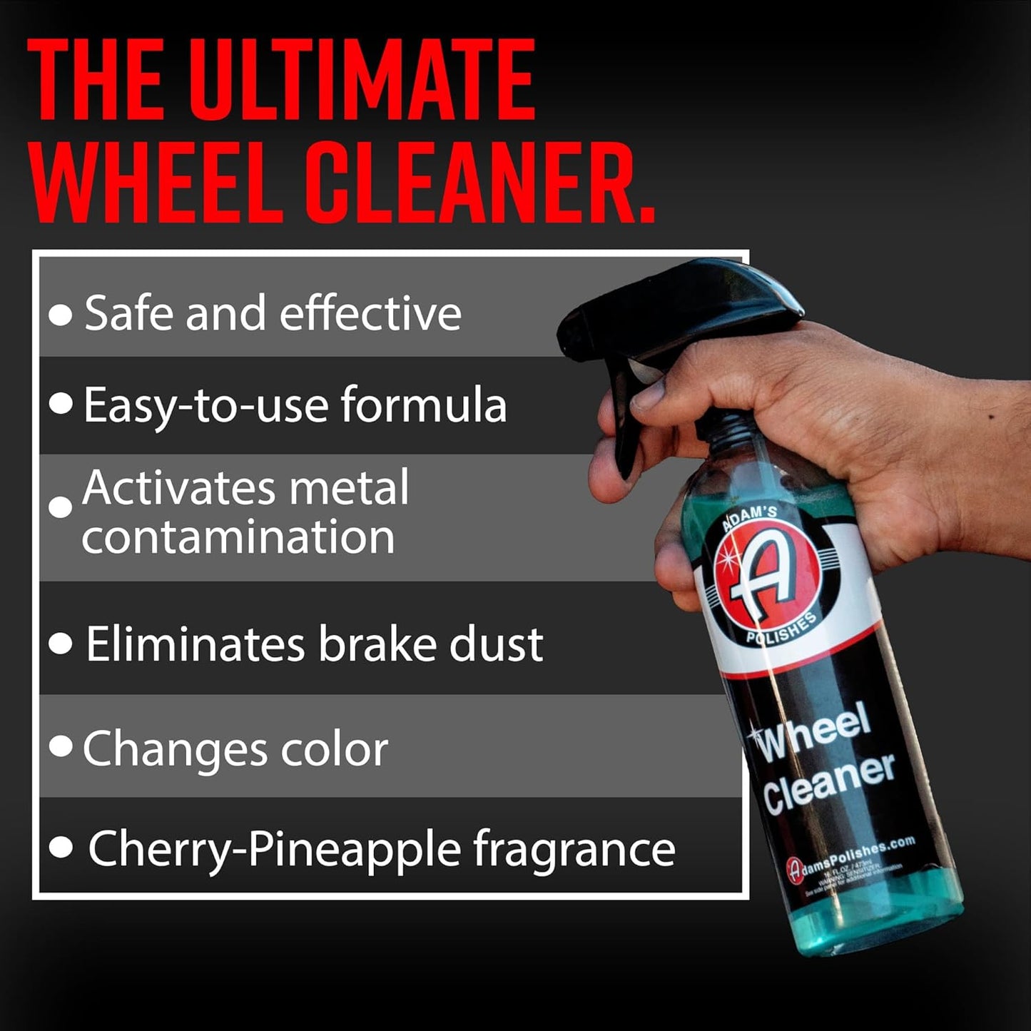 Wheel Cleaner 16Oz - Tough Wheel Cleaning Spray for Car Wash Detailing | Rim Cleaner & Brake Dust Remover | Safe on Chrome Clear Coated & Plasti Dipped Wheels | Use W/Wheel Brush