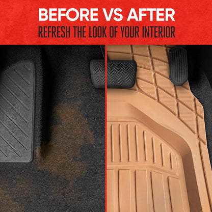 943-GR Flextough Defender Car Floor Mats -Next Generation Deep Dish Heavy Duty Contour Liners for Car SUV Truck & Van-All Weather Protection, Trim to Fit Most Vehicles Gray