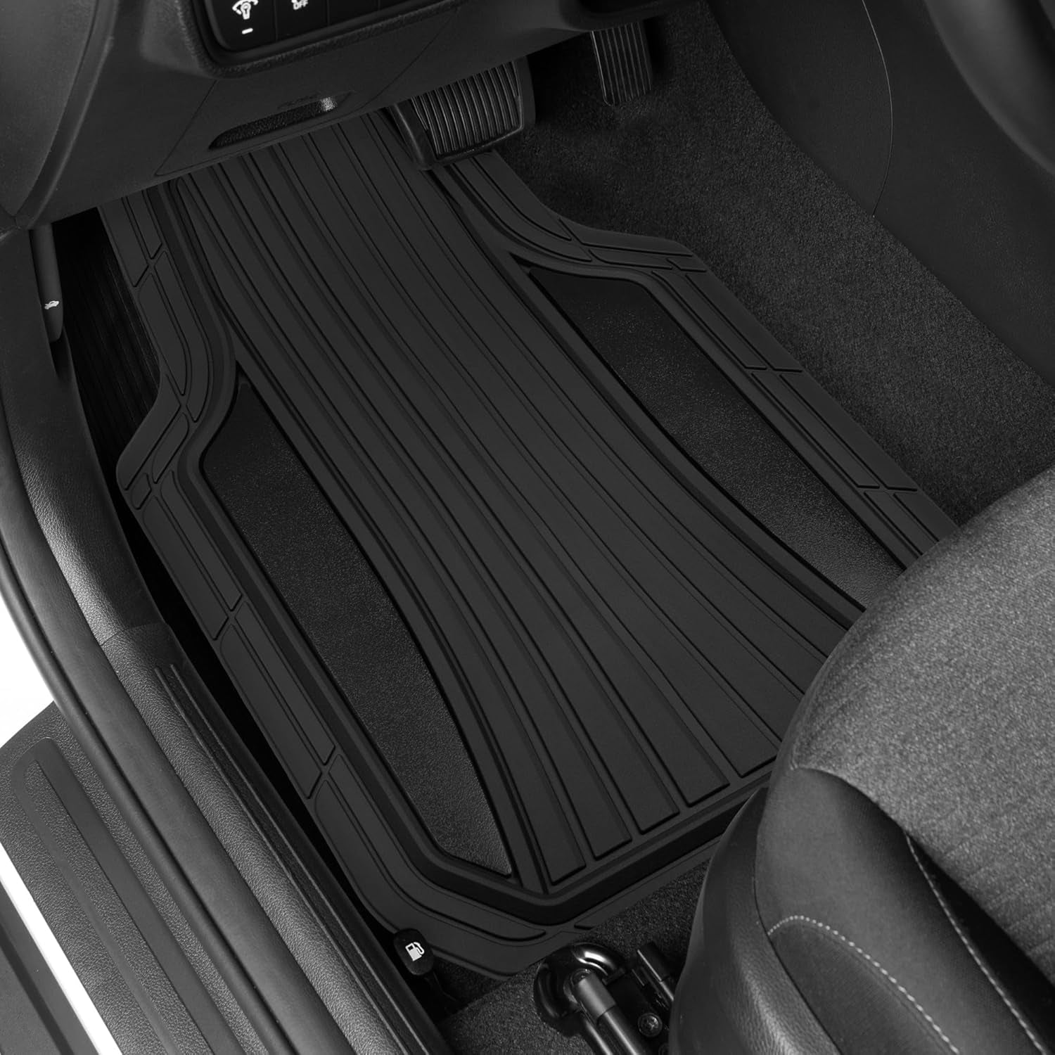 Motor Trend Rubber Car Floor Mats - Durable, All Weather Protection with Non-Slip Backing, Two Tone Accent - for Front and Rear