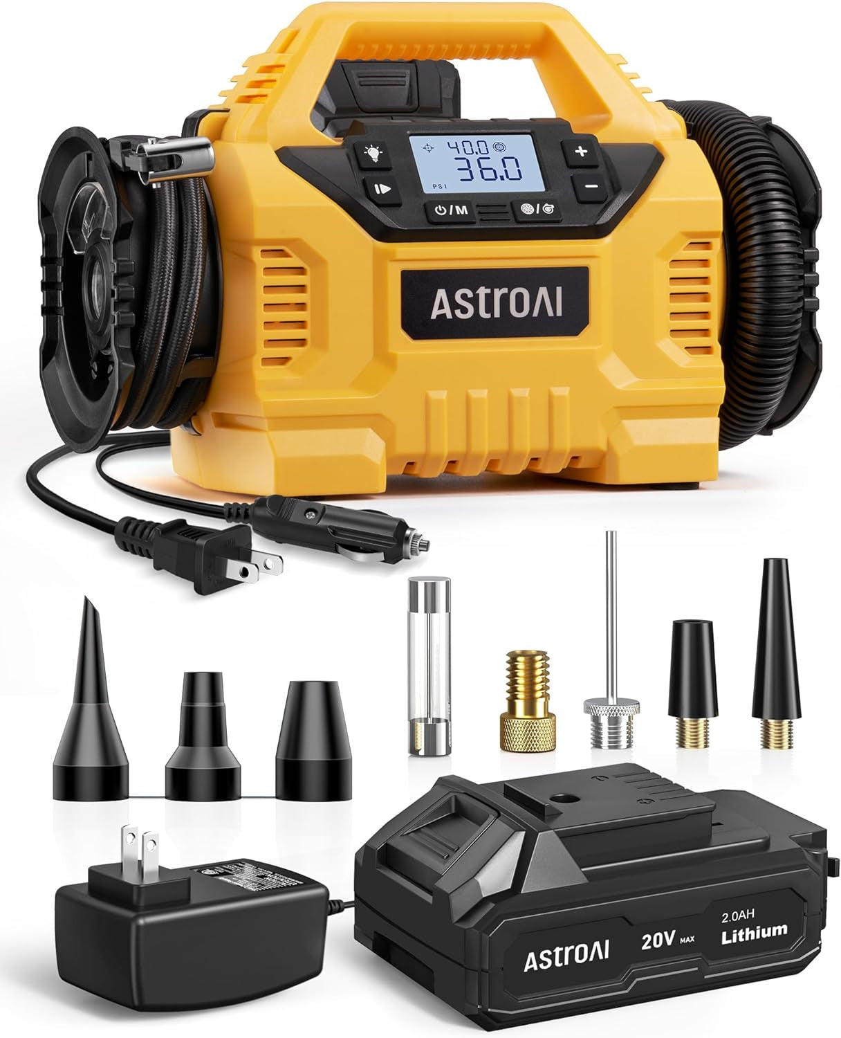 Cordless Tire Inflator Portable Air Compressor for Car 160PSI with HD Screen, 3 Power Sources & Dual Powerful Motors, Heavy Duty Air Pump Inflation/Deflation Father Day Gifts
