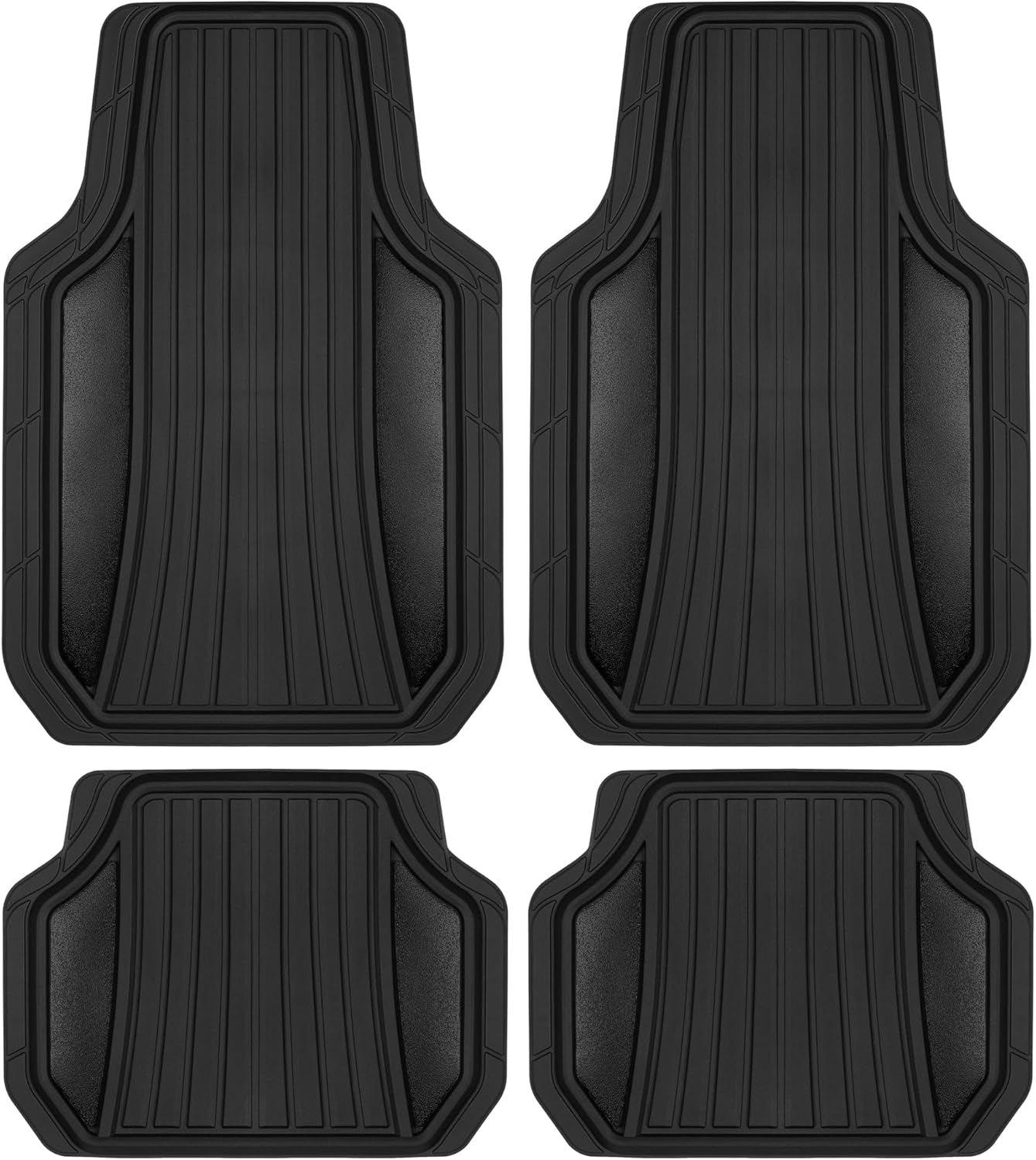 Motor Trend Rubber Car Floor Mats - Durable, All Weather Protection with Non-Slip Backing, Two Tone Accent - for Front and Rear