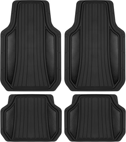 Motor Trend Rubber Car Floor Mats - Durable, All Weather Protection with Non-Slip Backing, Two Tone Accent - for Front and Rear