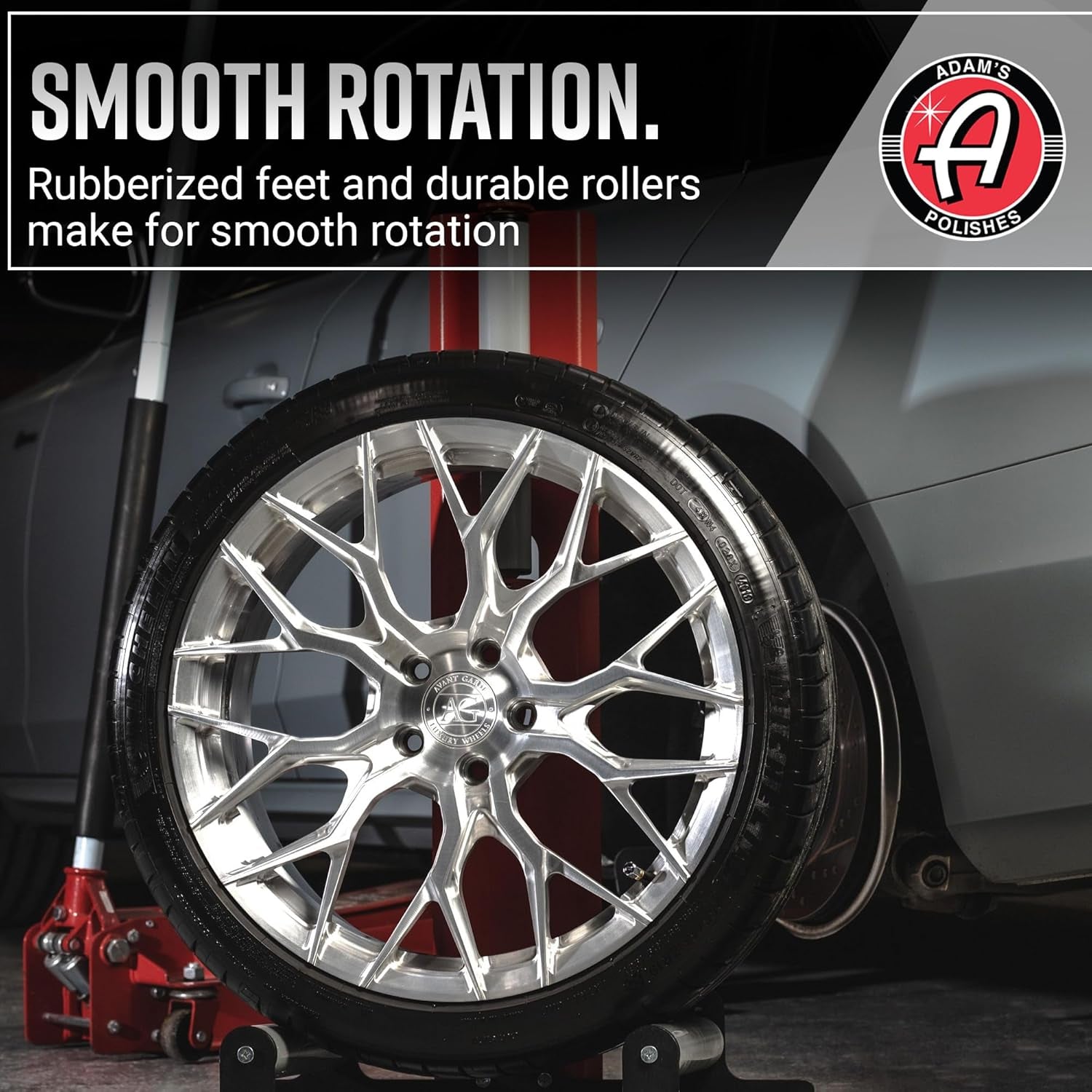 Rolling Wheel Detailing Stand - Wheel & Tire Car Detailing Roller for Cleaning, Ceramic Coating, Applying Tire Shine & Car Wheel Wash | Garage Accessory for Detailers