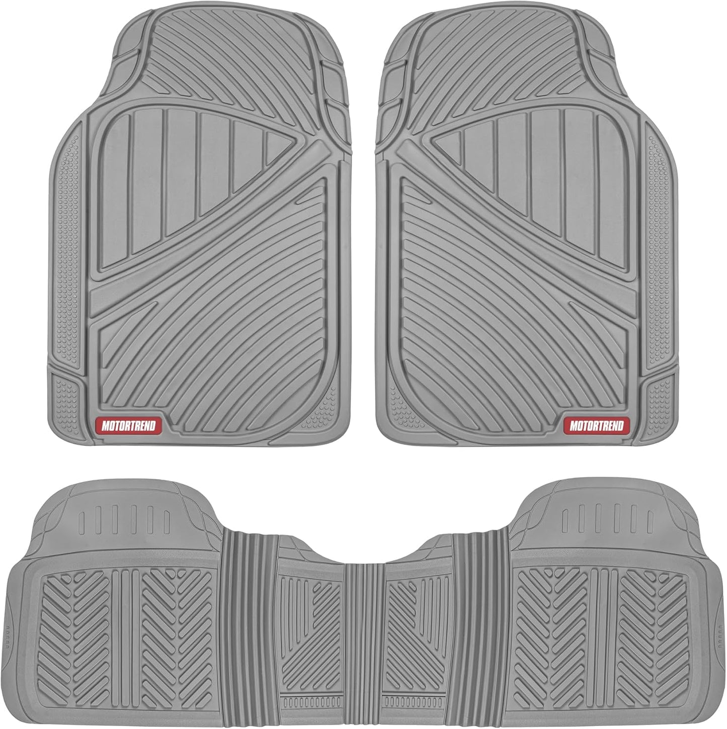 Motor Trend Flextough Performance All Weather Rubber Car Floor Mats - 3 Piece Floor Mats Automotive Liners for Cars Truck SUV, Heavy-Duty Waterproof (Black)