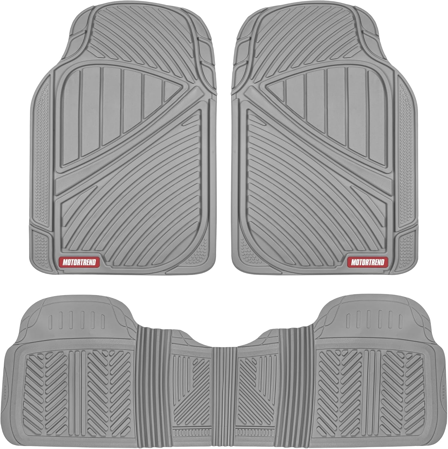 Motor Trend Flextough Performance All Weather Rubber Car Floor Mats - 3 Piece Floor Mats Automotive Liners for Cars Truck SUV, Heavy-Duty Waterproof (Black)