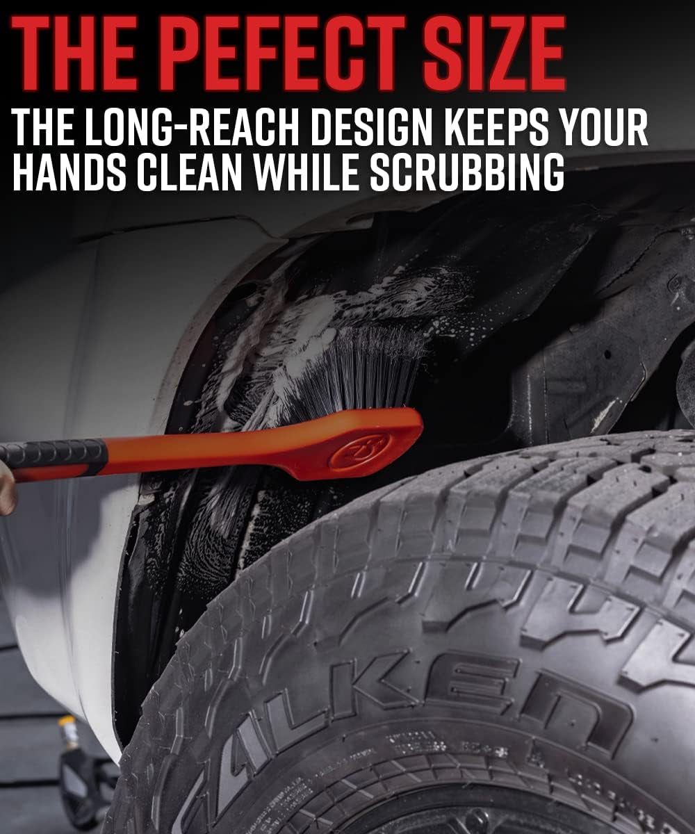 Fender Brush - Rubberized, Professional Long Handle Car Wash Brush