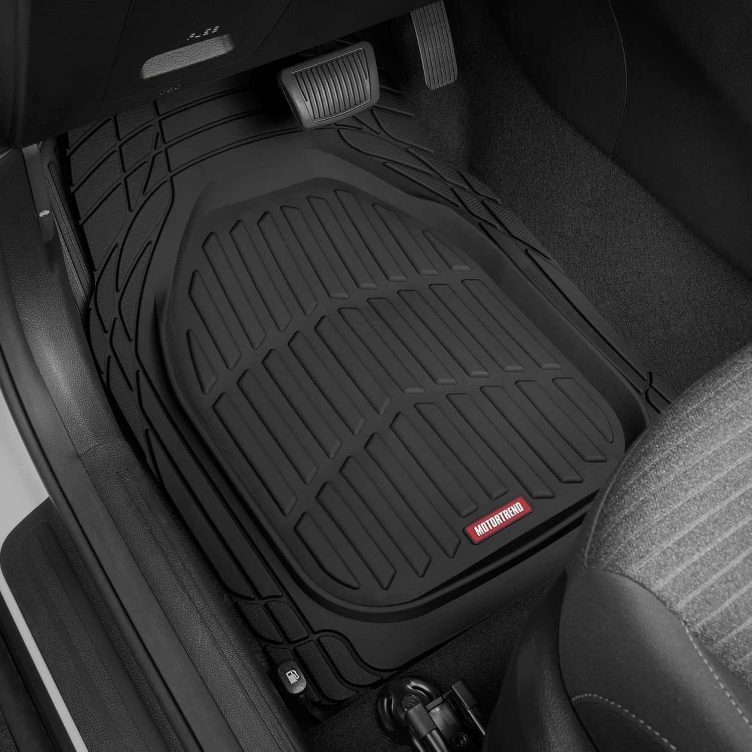 Flextough Floor Mats for Cars, Black Deep Dish All-Weather Mats, Waterproof Trim-To Fit Automotive Floor Mats for Cars Trucks SUV, Universal Floor Liner Car Accessories