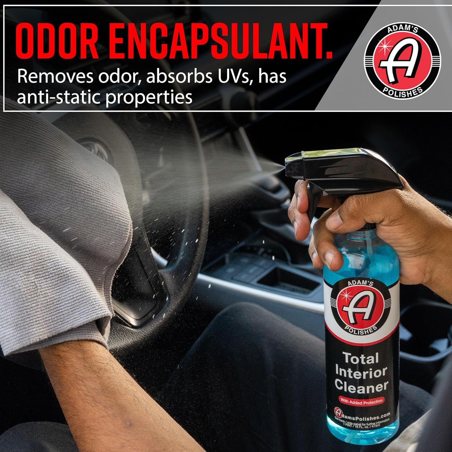 Interior Cleaner & Protectant (16Oz) (2-Pack), Quick Detailer & Sio2 Protection, Ceramic Infused UV Protection, Anti-Static, for Leather, Vinyl, Plastics, Glass