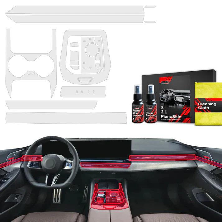 9in1 Car Interior Center Console Scratch-Resistant TPU Anti-Fingerprint Protective Film for BMW 5 G60 (2023-2024) Matt