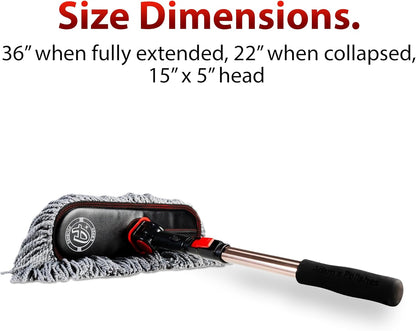 Microfiber Duster – Exterior Soft Premium Large Car Duster Kit Extendable Handle with Long Pole, Safe on Paint & Removes Dust, Pollen, Dirt, Cotton, Hair & More