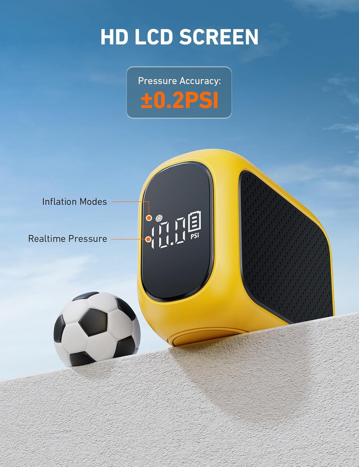 Portable Electric Ball Pump - Ultra Fast Inflation, with Digital LCD Display, Preset Pressure with Ball Needle for Basketball, Soccer, and Sports Balls