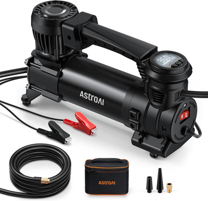 T4 Heavy-Duty Air Compressor Auto Shutoff 12V Portable Air Pump with 1.97CFM, 120PSI Digital Car Tire Inflator with Alligator Clips, LED Light for Pickup, Truck, SUV RV for up to 33 Inch Tires