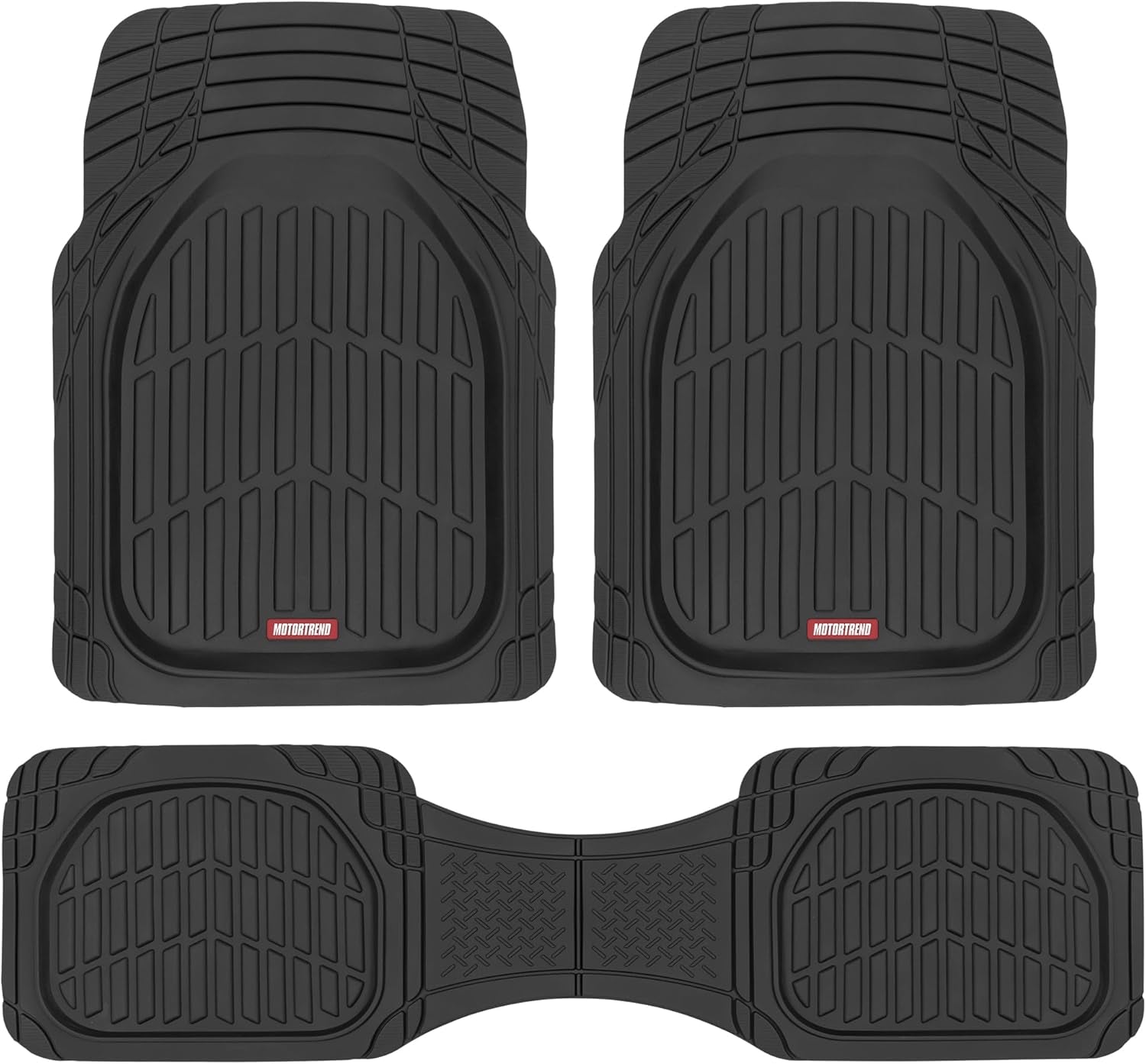 Flextough Floor Mats for Cars, Black Deep Dish All-Weather Mats, Waterproof Trim-To Fit Automotive Floor Mats for Cars Trucks SUV, Universal Floor Liner Car Accessories