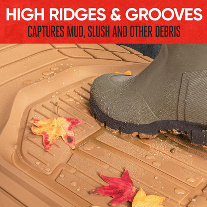 943-GR Flextough Defender Car Floor Mats -Next Generation Deep Dish Heavy Duty Contour Liners for Car SUV Truck & Van-All Weather Protection, Trim to Fit Most Vehicles Gray