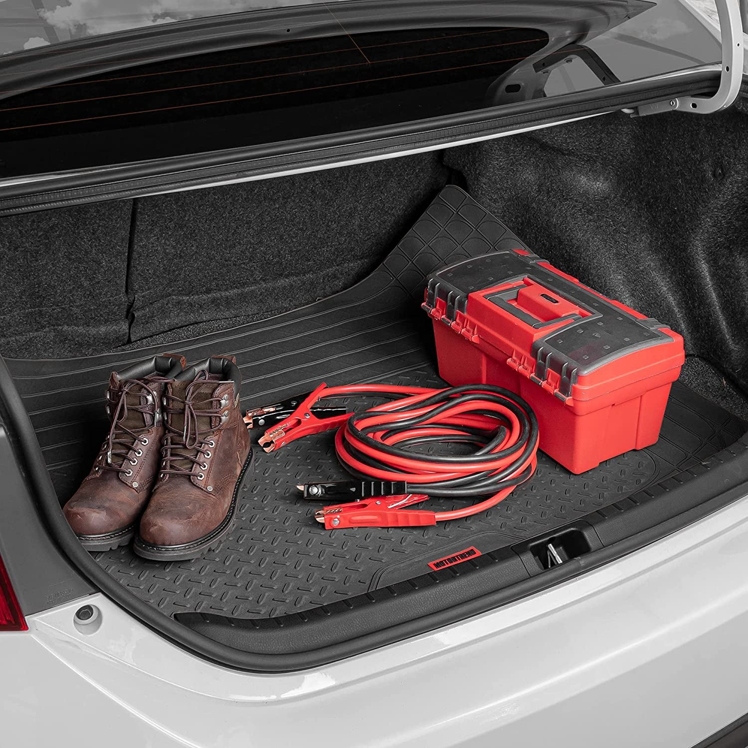 Motor Trend Flextough SUV Cargo Liner & Car Trunk Mat - Universal Trim-To-Fit All Weather Cargo Mats for Back of SUV - SUV Trunk Mat & Trunk Liner Floor Mat Cargo Cover - Trunk Cover 47.5"In X 32.2"In